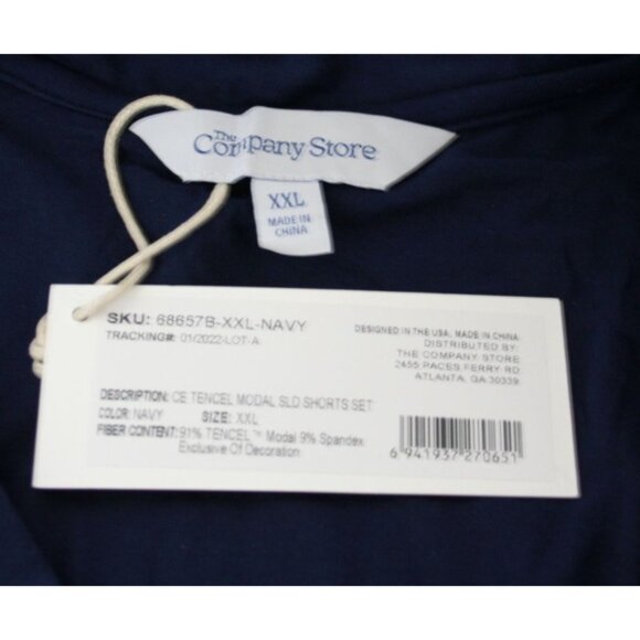 The Company Store Navy Tencel Modal Pajama Shorts Set XXL NWT Comfy Sustainable - Picture 3 of 10